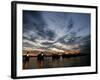 Sections Forming Part of the Thames Barrier are Illuminated after Sunset-null-Framed Photographic Print