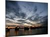 Sections Forming Part of the Thames Barrier are Illuminated after Sunset-null-Mounted Photographic Print