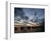 Sections Forming Part of the Thames Barrier are Illuminated after Sunset-null-Framed Photographic Print