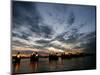 Sections Forming Part of the Thames Barrier are Illuminated after Sunset-null-Mounted Photographic Print