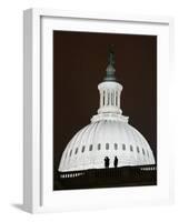 Security Agents Stand Watch on the Roof of the U.S. Capitol-null-Framed Photographic Print