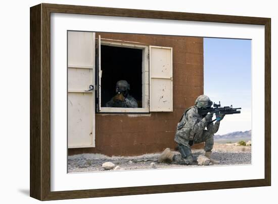 Security Forces Airmen Guard a Building During Training-null-Framed Photographic Print