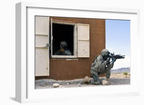 Security Forces Airmen Guard a Building During Training-null-Framed Photographic Print