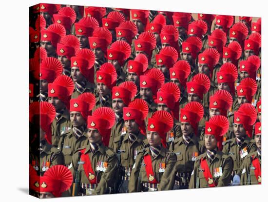 Security Personnel March at the Republic Day Parade in New Delhi, India, Friday, January 26, 2007-Mustafa Quraishi-Stretched Canvas