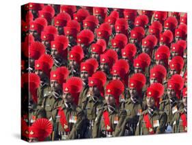 Security Personnel March at the Republic Day Parade in New Delhi, India, Friday, January 26, 2007-Mustafa Quraishi-Stretched Canvas