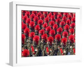 Security Personnel March at the Republic Day Parade in New Delhi, India, Friday, January 26, 2007-Mustafa Quraishi-Framed Photographic Print