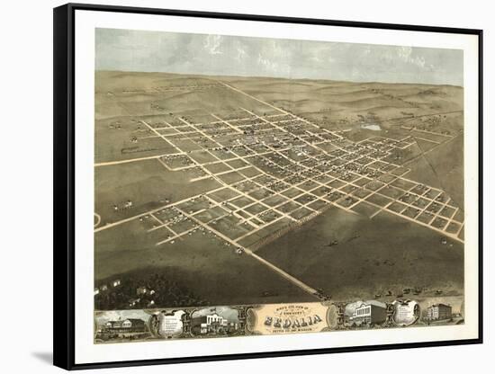 Sedalia, Missouri - Panoramic Map-Lantern Press-Framed Stretched Canvas