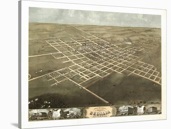 Sedalia, Missouri - Panoramic Map-Lantern Press-Stretched Canvas