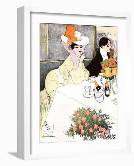 Sedate French Diners-Georges Meunier-Framed Art Print