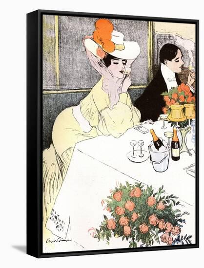 Sedate French Diners-Georges Meunier-Framed Stretched Canvas