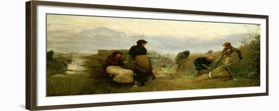 Sedge Cutting in Wecken Fen, Cambridgeshire-Early Morning, 1878-Robert Walker Macbeth-Framed Premium Giclee Print