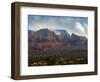 Sedona, Ariz. is Backdropped by the Brins Fire Buring Atop the Red Rocks-null-Framed Photographic Print