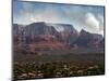 Sedona, Ariz. is Backdropped by the Brins Fire Buring Atop the Red Rocks-null-Mounted Photographic Print