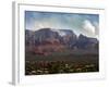 Sedona, Ariz. is Backdropped by the Brins Fire Buring Atop the Red Rocks-null-Framed Photographic Print