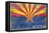 Sedona, Arizona - Arizona State Flag - Barnwood Painting-Lantern Press-Framed Stretched Canvas
