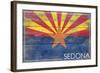 Sedona, Arizona - Arizona State Flag - Barnwood Painting-Lantern Press-Framed Art Print