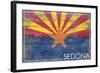 Sedona, Arizona - Arizona State Flag - Barnwood Painting-Lantern Press-Framed Art Print