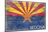 Sedona, Arizona - Arizona State Flag - Barnwood Painting-Lantern Press-Mounted Art Print