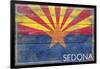 Sedona, Arizona - Arizona State Flag - Barnwood Painting-Lantern Press-Framed Art Print