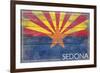 Sedona, Arizona - Arizona State Flag - Barnwood Painting-Lantern Press-Framed Art Print