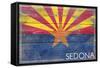 Sedona, Arizona - Arizona State Flag - Barnwood Painting-Lantern Press-Framed Stretched Canvas