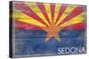 Sedona, Arizona - Arizona State Flag - Barnwood Painting-Lantern Press-Stretched Canvas