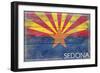 Sedona, Arizona - Arizona State Flag - Barnwood Painting-Lantern Press-Framed Art Print