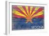 Sedona, Arizona - Arizona State Flag - Barnwood Painting-Lantern Press-Framed Art Print