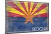 Sedona, Arizona - Arizona State Flag - Barnwood Painting-Lantern Press-Mounted Art Print