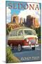 Sedona, Arizona - Camper Van - Lantern Press Artwork-Lantern Press-Mounted Art Print