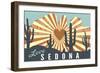 Sedona, Arizona - Cathedral Rock and Cactus-Lantern Press-Framed Art Print