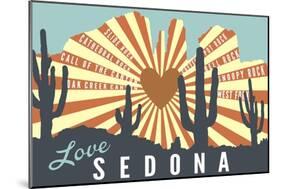 Sedona, Arizona - Cathedral Rock and Cactus-Lantern Press-Mounted Art Print