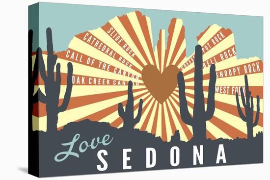 Sedona, Arizona - Cathedral Rock and Cactus-Lantern Press-Stretched Canvas
