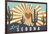 Sedona, Arizona - Cathedral Rock and Cactus-Lantern Press-Framed Art Print