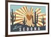 Sedona, Arizona - Cathedral Rock and Cactus-Lantern Press-Framed Art Print