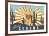 Sedona, Arizona - Cathedral Rock and Cactus-Lantern Press-Framed Art Print