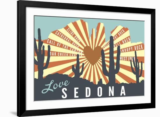 Sedona, Arizona - Cathedral Rock and Cactus-Lantern Press-Framed Art Print