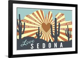 Sedona, Arizona - Cathedral Rock and Cactus-Lantern Press-Framed Art Print