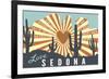 Sedona, Arizona - Cathedral Rock and Cactus-Lantern Press-Framed Premium Giclee Print