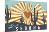Sedona, Arizona - Cathedral Rock and Cactus-Lantern Press-Mounted Premium Giclee Print