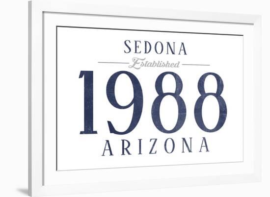Sedona, Arizona - Established Date (Blue)-Lantern Press-Framed Art Print