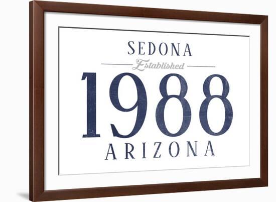 Sedona, Arizona - Established Date (Blue)-Lantern Press-Framed Art Print