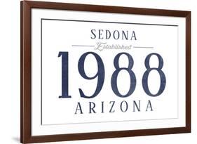 Sedona, Arizona - Established Date (Blue)-Lantern Press-Framed Art Print