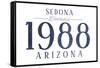 Sedona, Arizona - Established Date (Blue)-Lantern Press-Framed Stretched Canvas