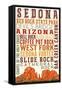 Sedona, Arizona - Typography (Version 2)-Lantern Press-Framed Stretched Canvas