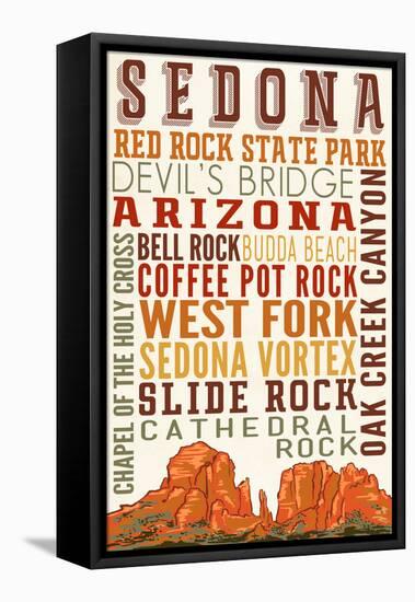 Sedona, Arizona - Typography (Version 2)-Lantern Press-Framed Stretched Canvas