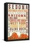 Sedona, Arizona - Typography (Version 2)-Lantern Press-Framed Stretched Canvas