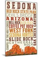 Sedona, Arizona - Typography (Version 2)-Lantern Press-Mounted Art Print