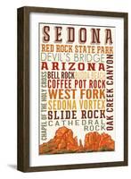 Sedona, Arizona - Typography (Version 2)-Lantern Press-Framed Art Print