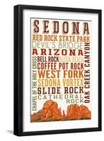 Sedona, Arizona - Typography (Version 2)-Lantern Press-Framed Art Print